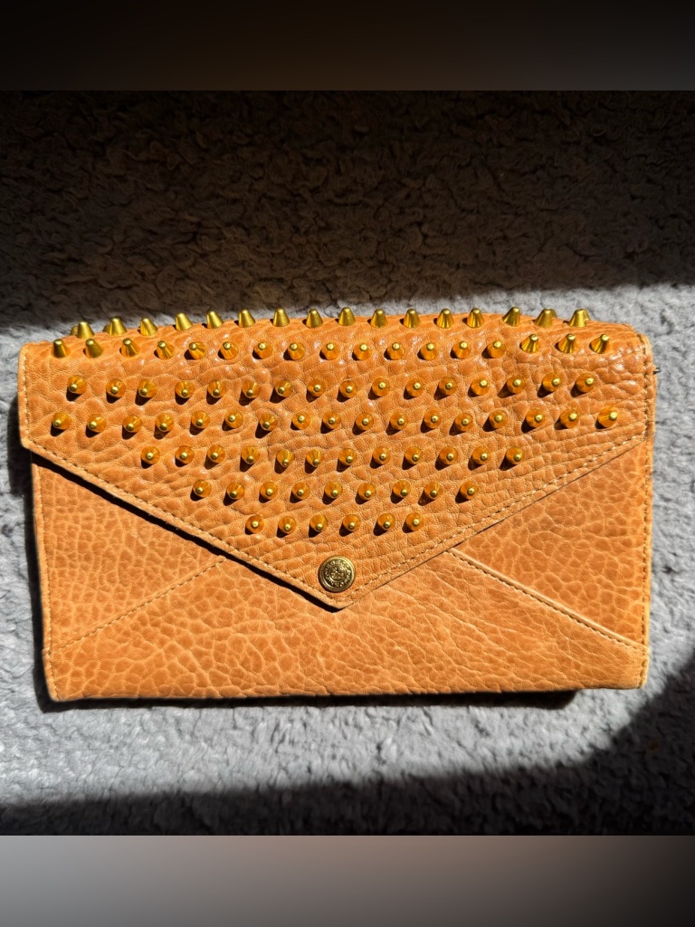 Rebecca Minkoff Orange Studded Envelope Clutch